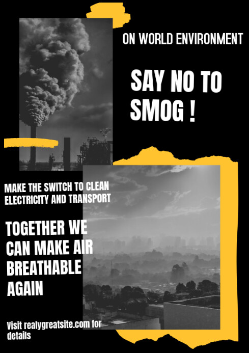 Poster on world environment today (SMOG CONTROL) Instagram post A3 template