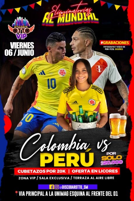 poster seleccion colombia vs perú 2025 template