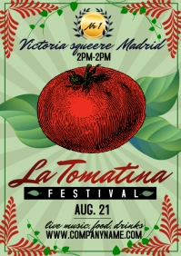 poster template tomato la tomatina festival A4