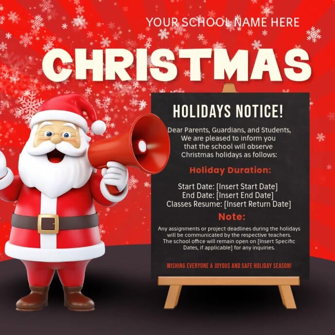 Winter break notice,we are closed, holidays announcement Instagram Post template