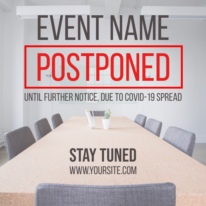 Example Postpone Poster Copy of Postponed Event Coronavirus Social Media Post | PosterMyWall