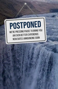 postponed event with fall water video bg Tabloid template