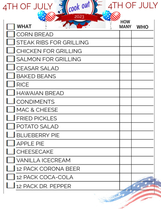 Copy of potluck, menus, restaurant, church, 4th july PosterMyWall