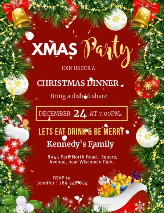 Potluck Christmas Party Invitations Template PosterMyWall potluck-christmas-party-invitations-template-postermywall