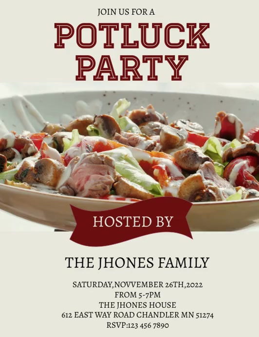 POTLUCK FLYER DESIGN Template | PosterMyWall
