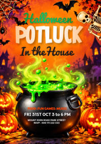 Rød Halloween Potluck Party A5 Template