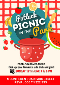 potluck party, picnic party A5 template