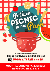 potluck party, picnic party A5 template