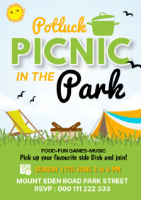 potluck party, picnic party A5 template