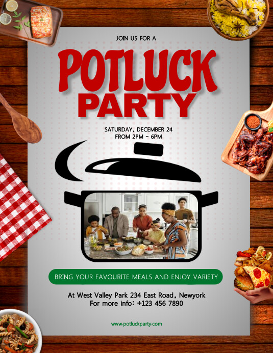 Potluck Flyer Template Free International Cuisine Potluck Party