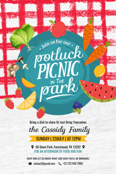 Potluck Picnic In the Park Template | PosterMyWall