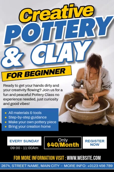 Pottery & Clay Class Plakkaat template