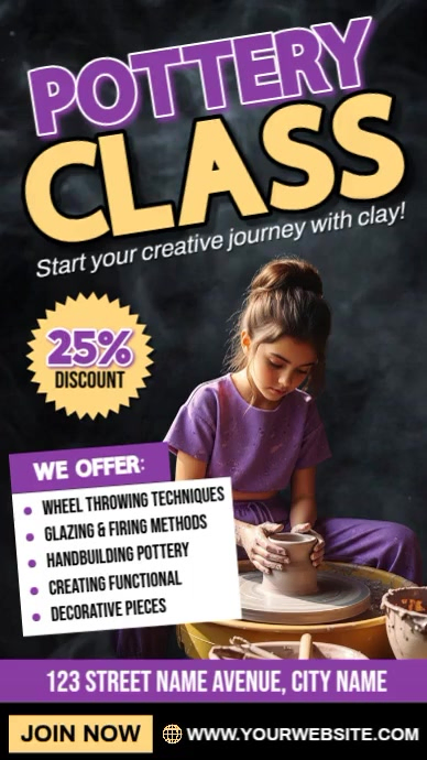 Pottery Class Ads Instagram Reel template