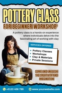 Pottery Class Ads Póster template