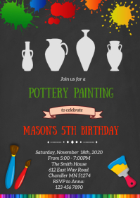 Pottery Painting Birthday Party Invitation Template Postermywall