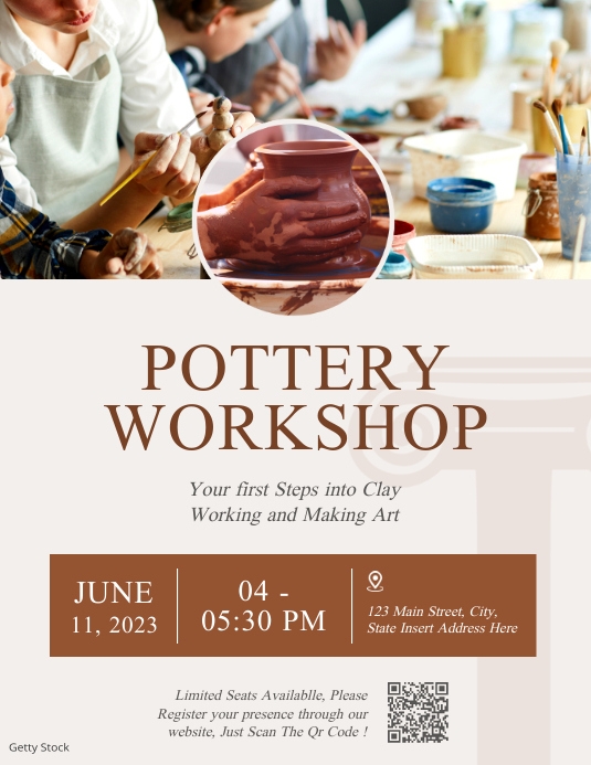 Pottery workshop class flyer advertisement Template | PosterMyWall