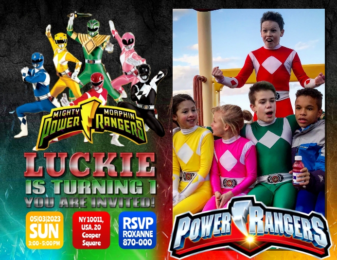 Invitaciones De Cumpleaños De Los Power Rangers Mantel Power Rangers