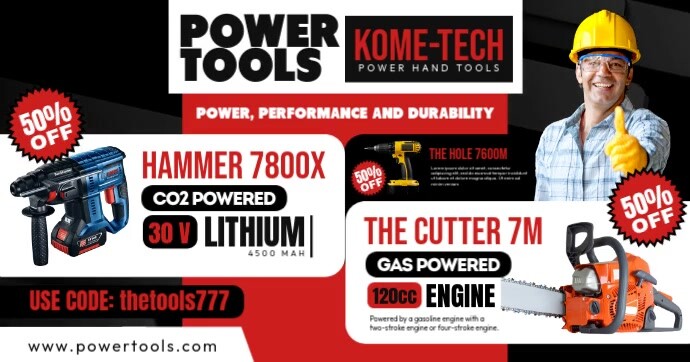 Power Tools Rent Poster Power Tools Banner Template | PosterMyWall