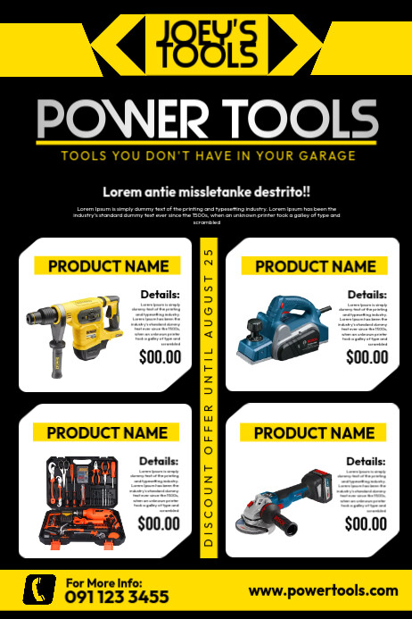 Power Tools Rent Poster Power Tools Catalog Template | PosterMyWall