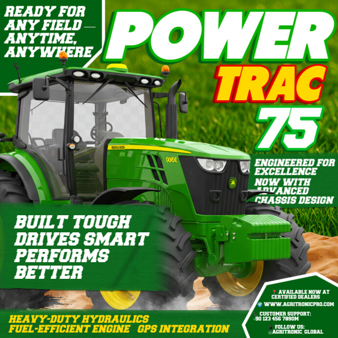 POWER TRAC 75 – BUILT FOR THE FUTURE OF FARMING Instagram Post template