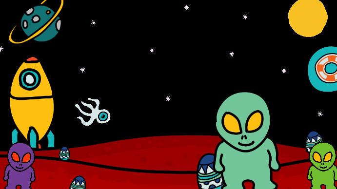 Powerpoint Alien Extraterrestrial Life for Kids background Presentation (16:9) template