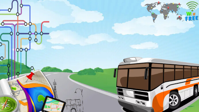 Powerpoint Frame Bus Powerpoint Bus Road trip Background Template | PosterMyWall