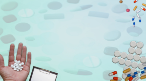 Powerpoint Pharmacy Pills Blue Background Præsentation (16:9) template