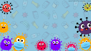 Powerpoint Virus background for Kids Præsentation (16:9) template