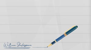 Powerpoint Writing Paper Blue Pen Background Présentation (16:9) template