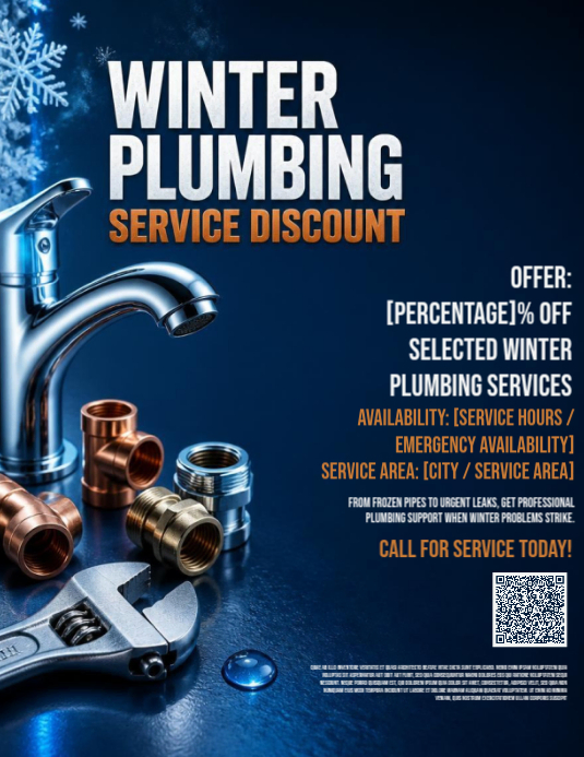 Winter Plumbing Services Flyers Template | PosterMyWall