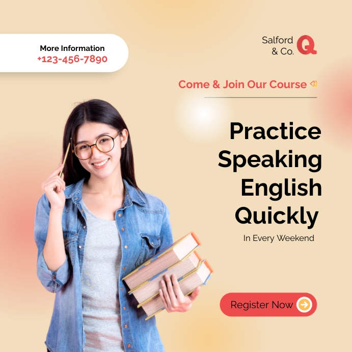 PRACTICE SPEAKING ENGLISH QUICKLY Template | PosterMyWall