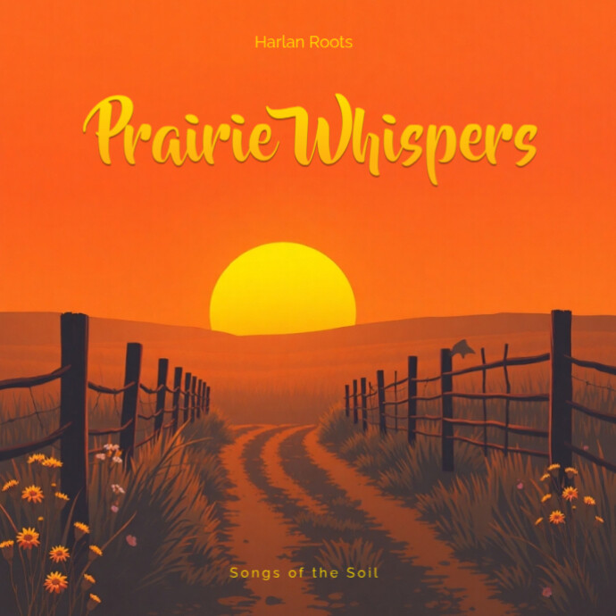 Prairie Spring Cd Prairie Whispers – Country folk music album cover editable template ...