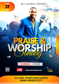 CHURCH PRAISE WORSHIP Template | PosterMyWall