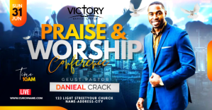 Blauw Praise and Worship Conference Umkhangiso we-Facebook Template