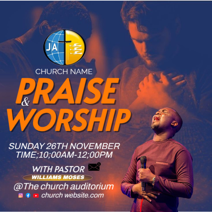 PRAISE & WORSHIP Template | PosterMyWall