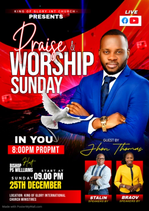 PRAISE & WORSHIP Template | PosterMyWall