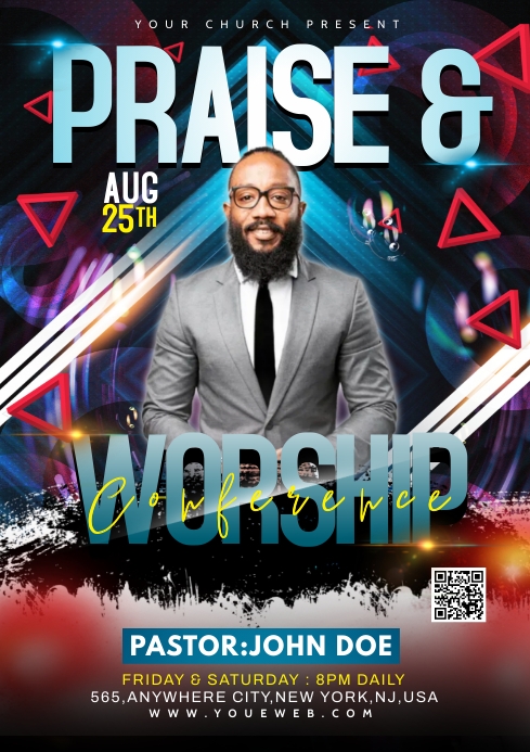PRAISE & WORSHIP Template | PosterMyWall