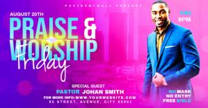 Cor-de-rosa Praise and Worship Event Facebook Ad Template