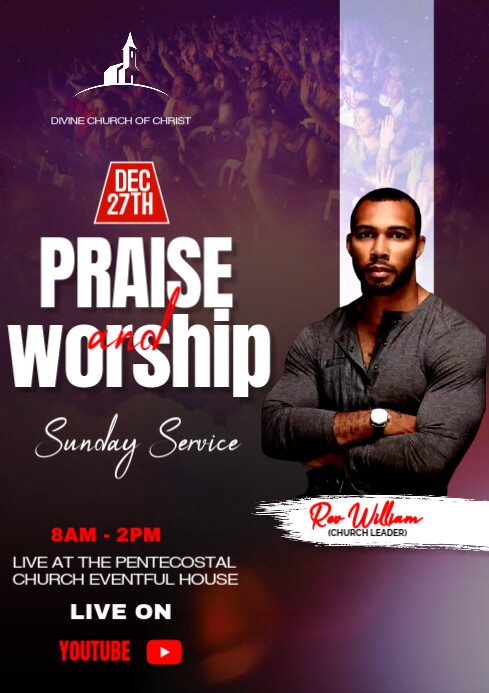 praise & worship church flyer A4 template