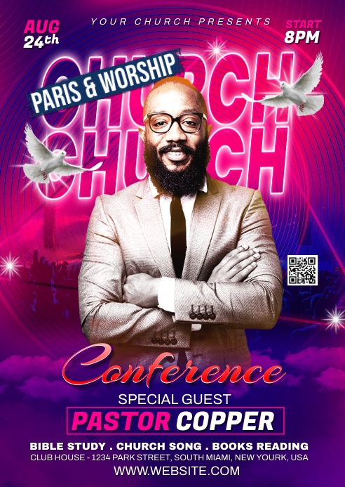 Praise & Worship Church flyer A6 template