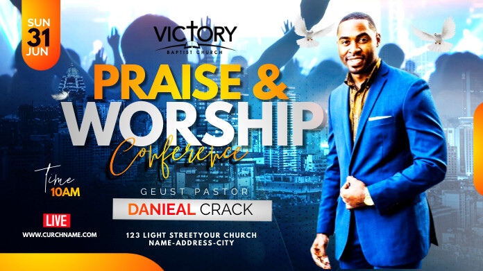 Praise & Worship Conference template Twitter Post