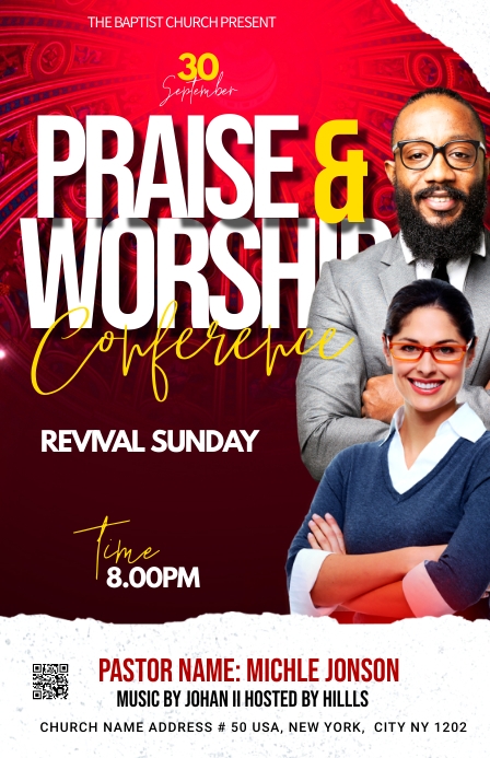 Praise & Worship Conference template Half Page Wide