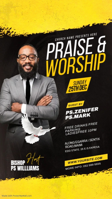 PRAISE & WORSHIP Template | PosterMyWall