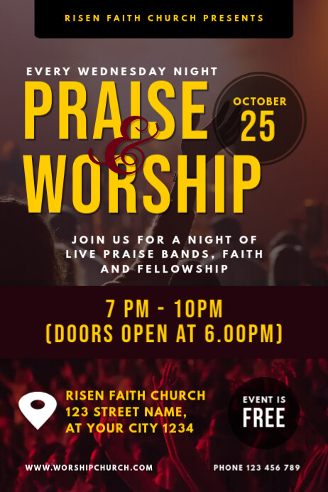 Praise And Worship Church Flyer Template Postermywall