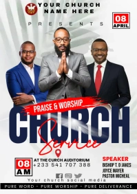 Praise and Worship Church flyer template (1) A2