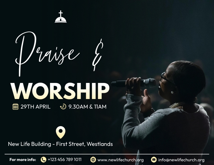 Praise and worship church invitation poster Flyer (US Letter) template