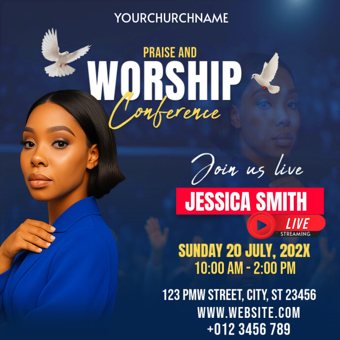 Praise and Worship Conference | Live Streaming Event Poster Instagram 帖子 template