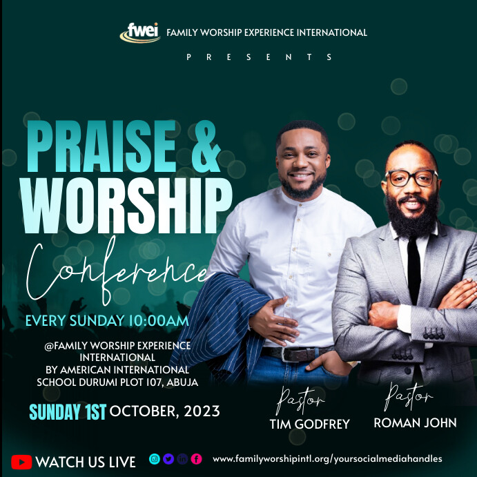 Plantilla de Praise and worship conference design template | PosterMyWall