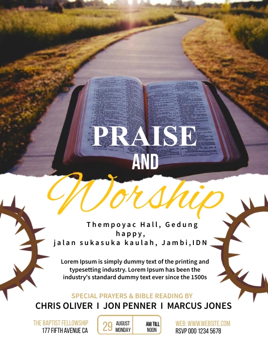 Praise and Worship Folheto (US Letter) template
