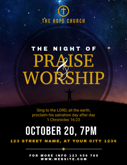 Praise and Worship Night Church Flyer Template PosterMyWall